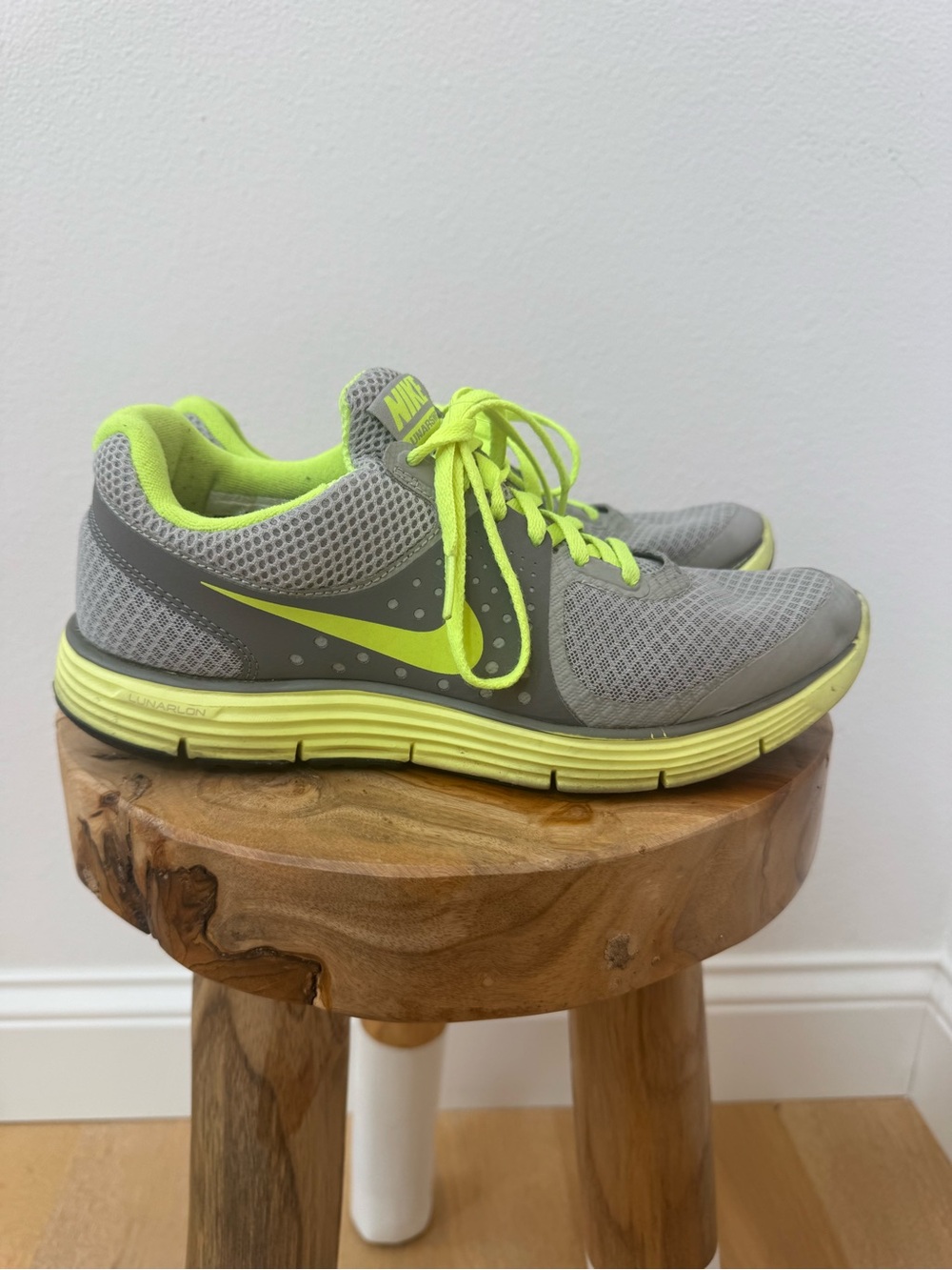 Nike Women’s Gray and Neon Yellow Athletic Running Shoes